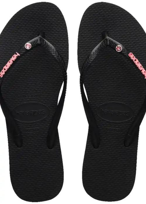 Black havaianas metal logo sales