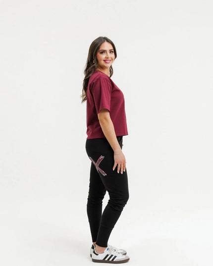 Home Lee - Apartment Pants (Black with Merlot/Blush X)