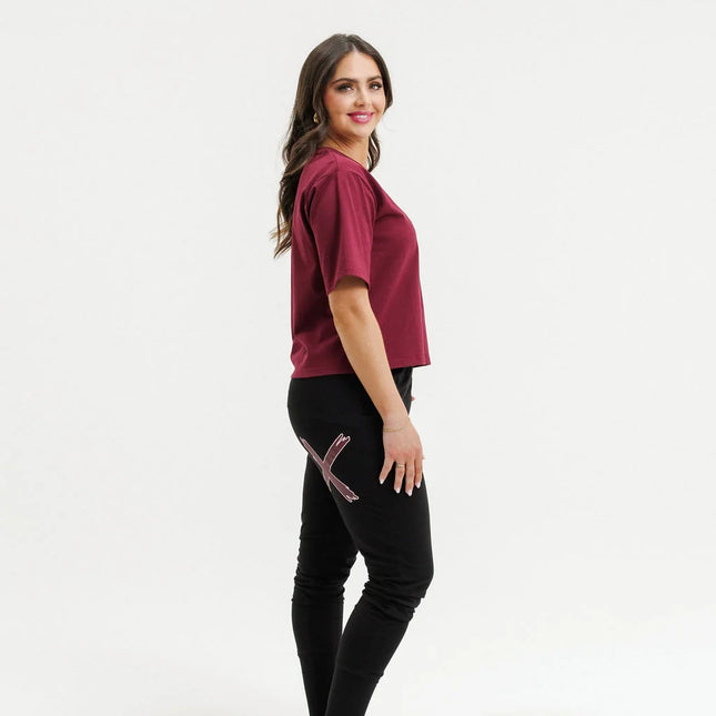 Home Lee - Apartment Pants (Black with Merlot/Blush X)