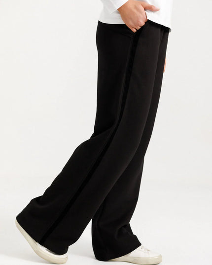 Home Lee - Alpine Palazzo Pants (Black with Black Velvet Ribbon)