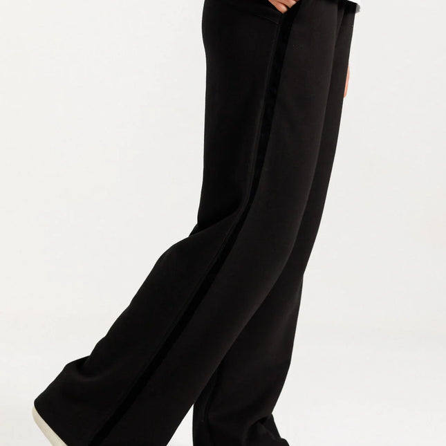 Home Lee - Alpine Palazzo Pants (Black with Black Velvet Ribbon)