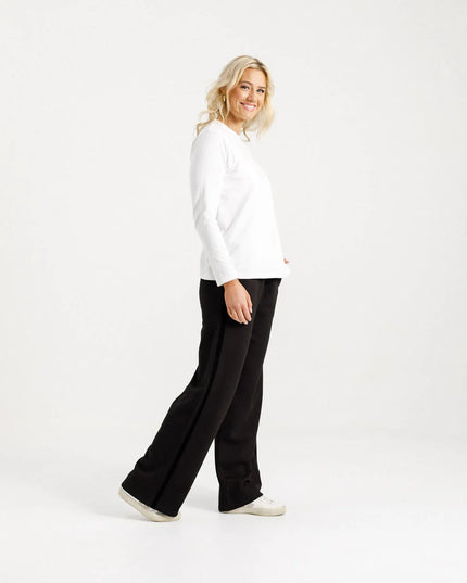 Home Lee - Alpine Palazzo Pants (Black with Black Velvet Ribbon)