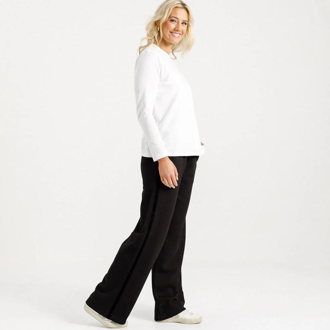 Home Lee - Alpine Palazzo Pants (Black with Black Velvet Ribbon)