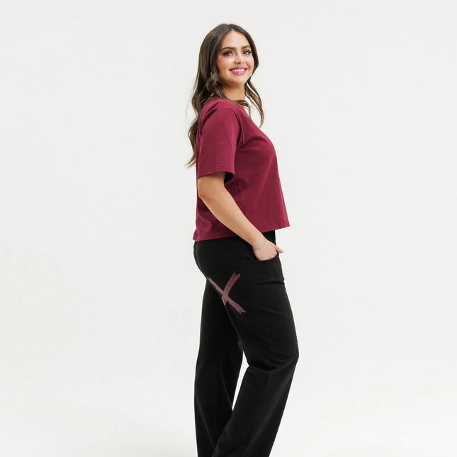 Homelee - Avenue Pant (Black with Merlot X)