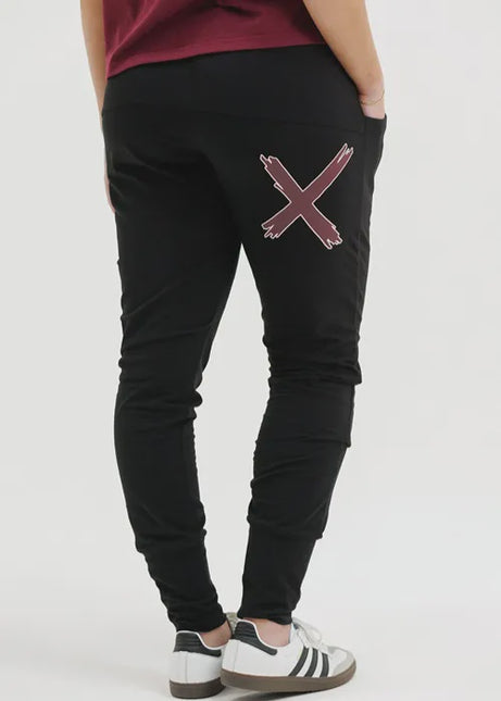 Home Lee - Apartment Pants (Black with Merlot/Blush X)