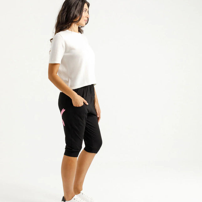 Home-Lee - 3/4 Apartment Pants (Black with Cany Pink)