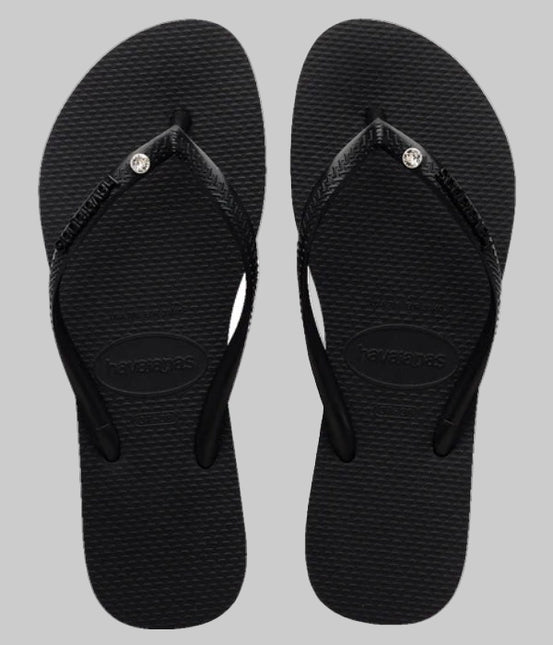 Havaianas - Slim Metal Logo Crystal Jandal (Black)
