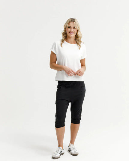 Home-Lee - 3/4 Apartment Pants (Black with Sapphire/Ivory X)