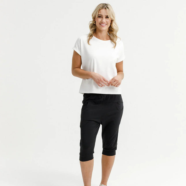 Home-Lee - 3/4 Apartment Pants (Black with Sapphire/Ivory X)