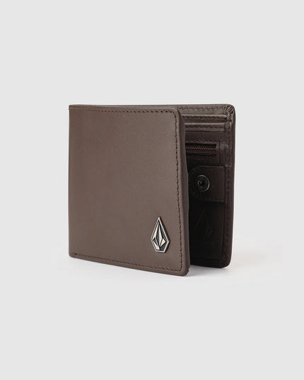 Volcom - Single Stone Leather Wallet (Dark Brown)