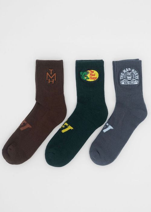 The Mad Hueys - Hueys Icon 3Pk Quarter Socks