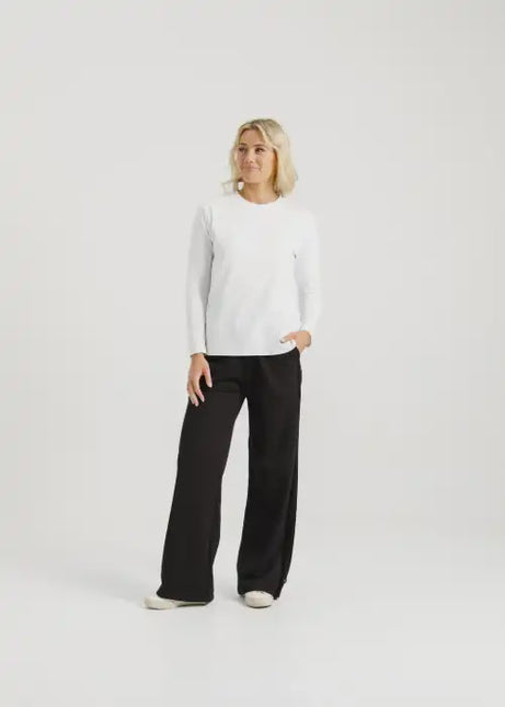 Home Lee - Alpine Palazzo Pants (Black with Black Velvet Ribbon)