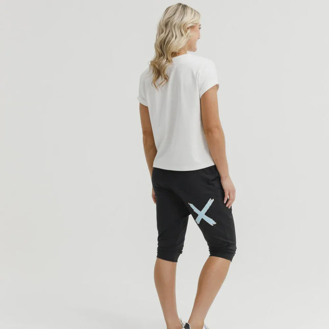 Home-Lee - 3/4 Apartment Pants (Black with Sapphire/Ivory X)