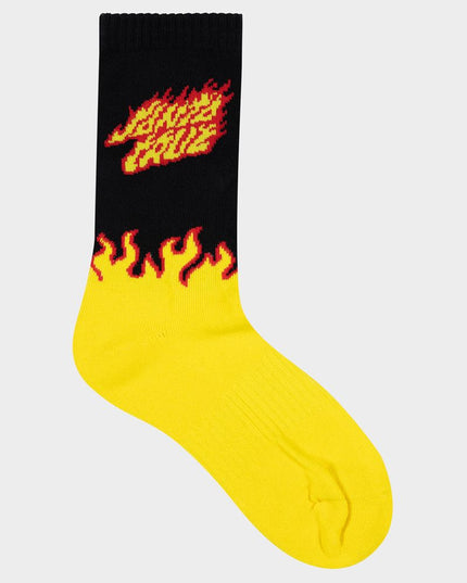 Santa Cruz - Flaming Stack Crew Sock 2Pk (Yellow/Black)