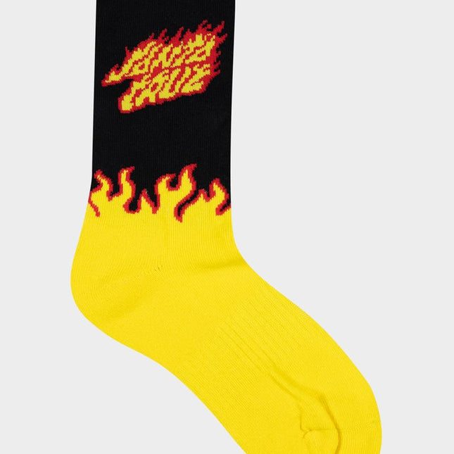 Santa Cruz - Flaming Stack Crew Sock 2Pk (Yellow/Black)