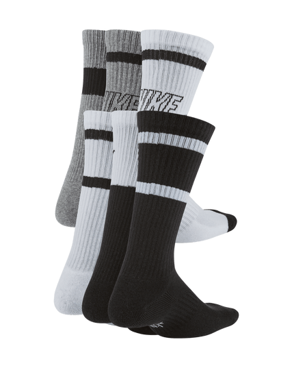 Nike -Everyday Kids Cushioned Crew Socks 6 Pairs (Black/White/Grey)