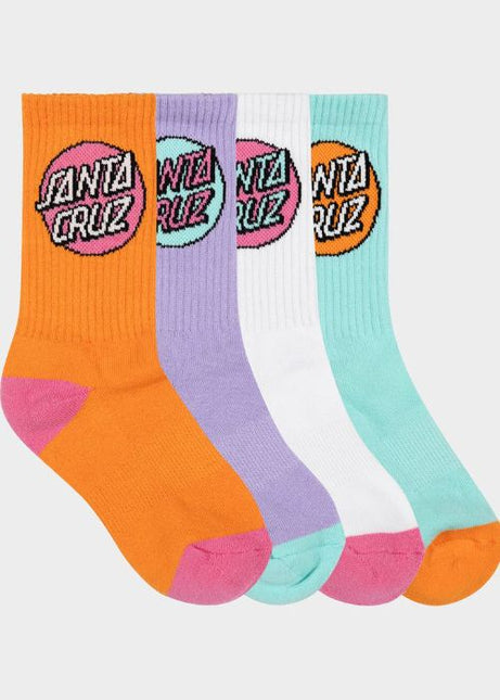 Santa Cruz - Other Dot Crew Sock 4 Pack (Orange/Lavendar)