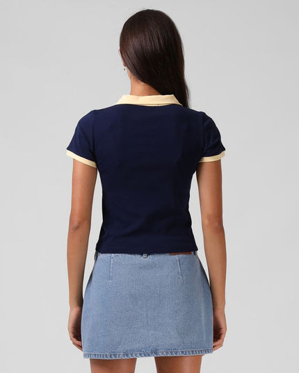 RPM - V Neck Polo Tee (Navy/Yellow)