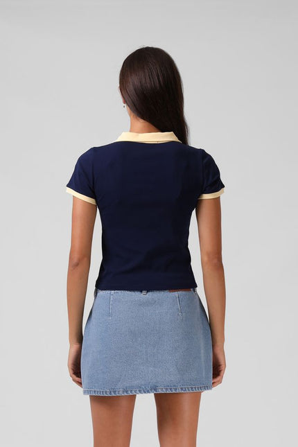 RPM - V Neck Polo Tee (Navy/Yellow)