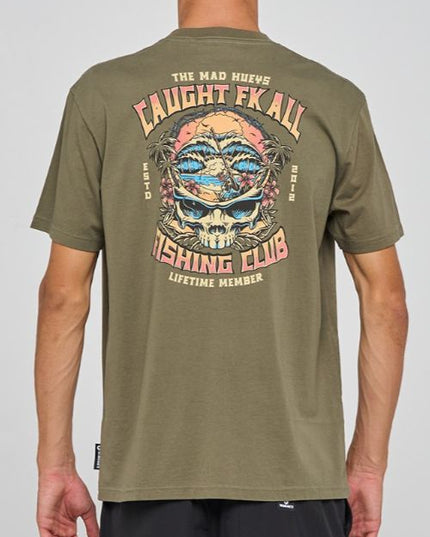 The Mad Hueys - Caught Fk All Skull  Short Sleeve Tee (Olive)