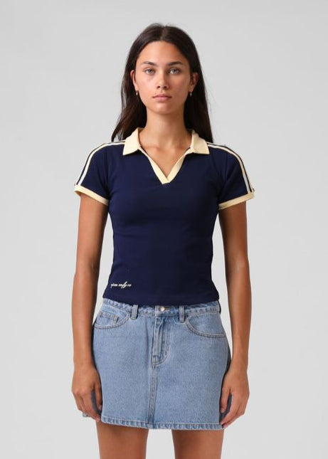 RPM - V Neck Polo Tee (Navy/Yellow)