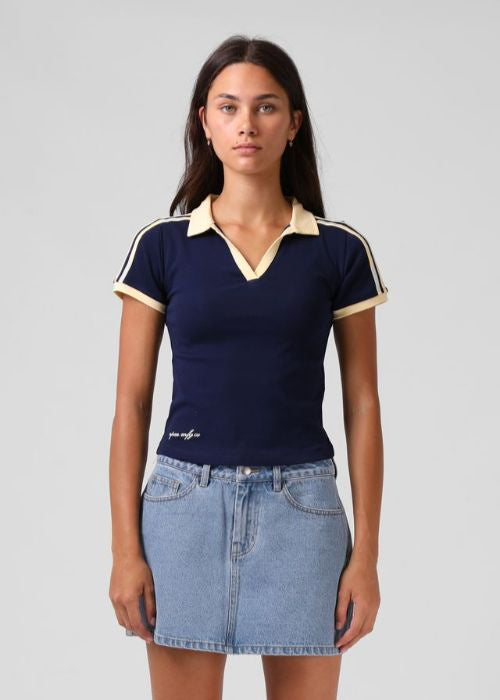 RPM - V Neck Polo Tee (Navy/Yellow)
