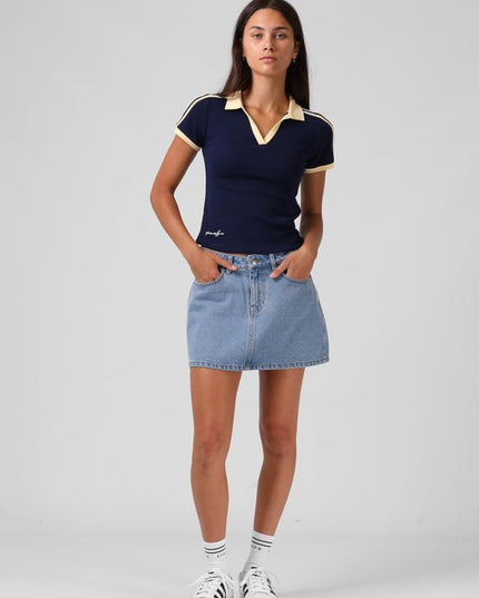 RPM - V Neck Polo Tee (Navy/Yellow)