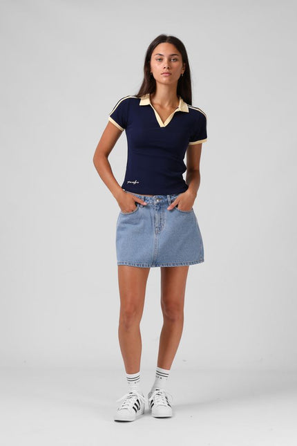 RPM - V Neck Polo Tee (Navy/Yellow)