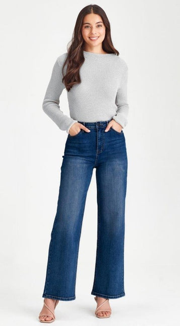 Junkfood - Wendy Wide Short Stuff Jean (Dark Blue)