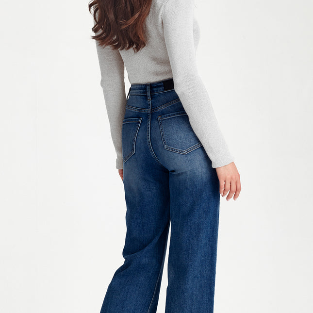 Junkfood - Wendy Wide Short Stuff Jean (Dark Blue)