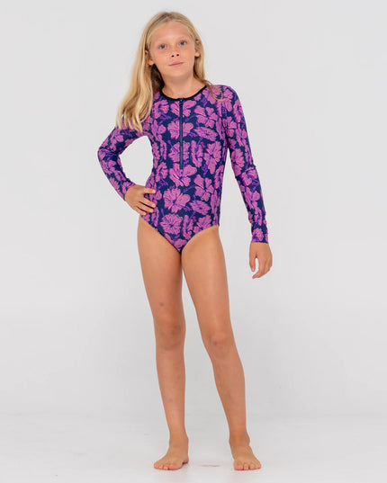 Rusty - Hibiscus Long Sleeve One Piece (Girls)