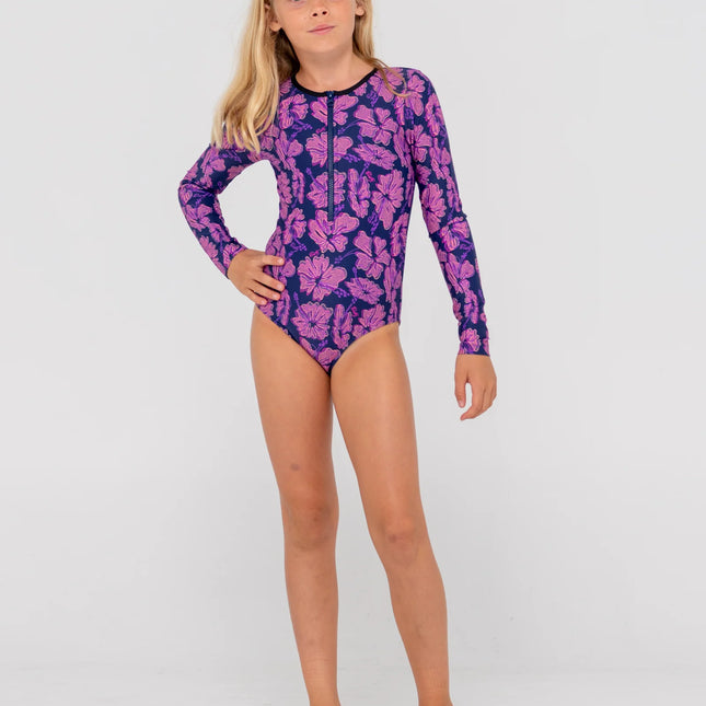 Rusty - Hibiscus Long Sleeve One Piece (Girls)