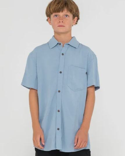 Rusty - Overtone Short Sleeve Shirt Boys (Smoke Blue)