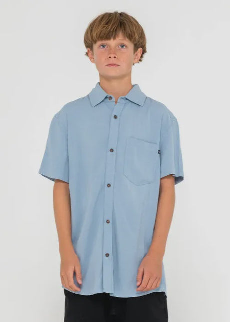 Rusty - Overtone Short Sleeve Shirt Boys (Smoke Blue)