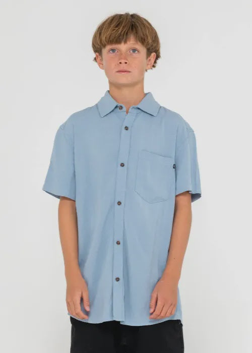 Rusty - Overtone Short Sleeve Shirt Boys (Smoke Blue)