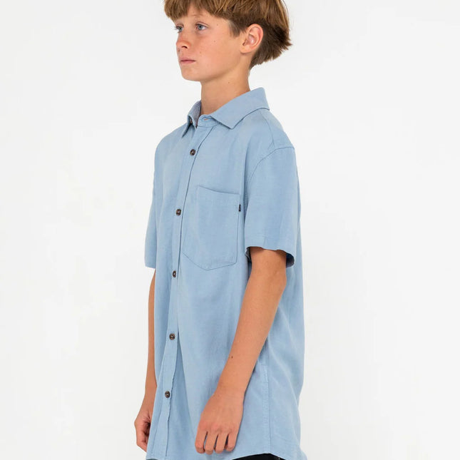 Rusty - Overtone Short Sleeve Shirt Boys (Smoke Blue)