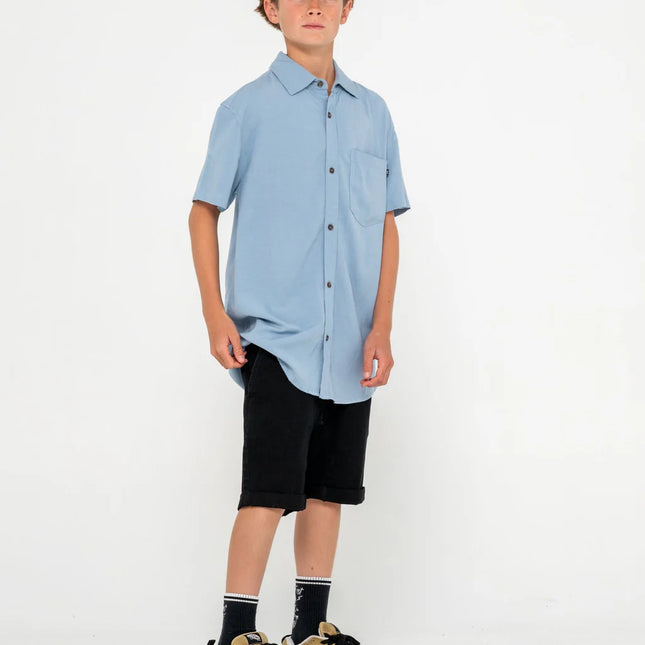 Rusty - Overtone Short Sleeve Shirt Boys (Smoke Blue)