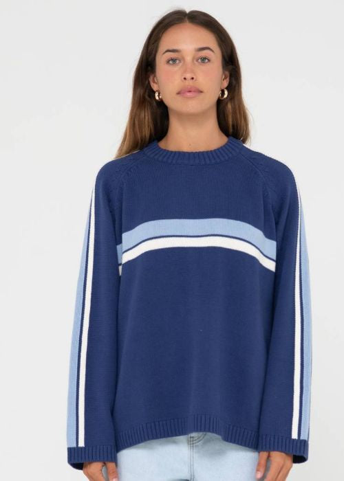 Rusty - White Lines Long Sleeve Crew Neck Knit