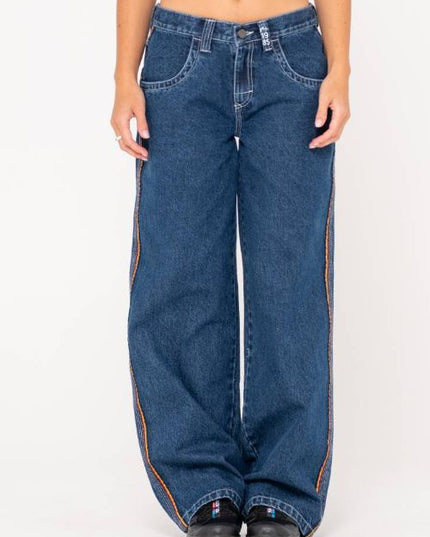 Rusty - Flip Mommy Low Rise Wide Leg Denim Pant (Deep Sea Blue)
