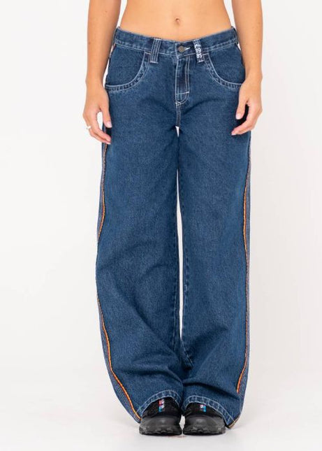 Rusty - Flip Mommy Low Rise Wide Leg Denim Pant (Deep Sea Blue)
