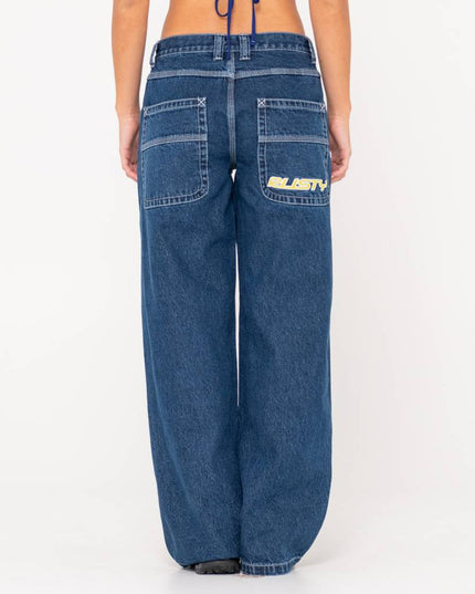 Rusty - Flip Mommy Low Rise Wide Leg Denim Pant (Deep Sea Blue)