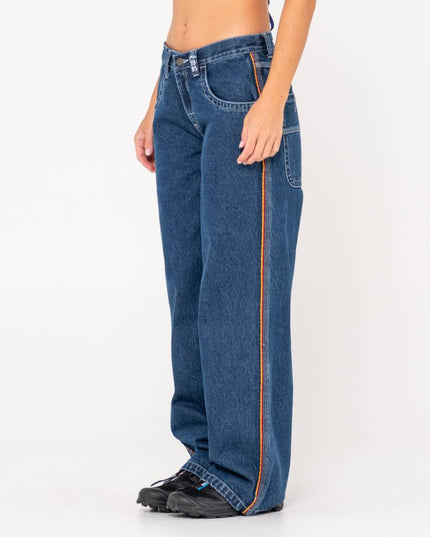 Rusty - Flip Mommy Low Rise Wide Leg Denim Pant (Deep Sea Blue)