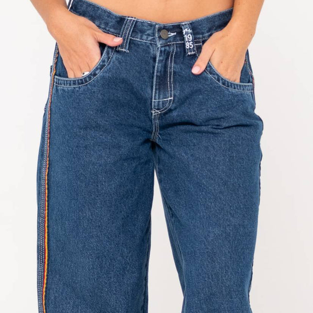 Rusty - Flip Mommy Low Rise Wide Leg Denim Pant (Deep Sea Blue)
