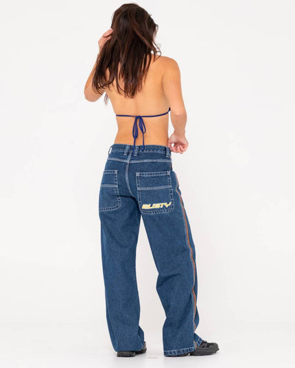 Rusty - Flip Mommy Low Rise Wide Leg Denim Pant (Deep Sea Blue)