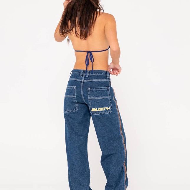 Rusty - Flip Mommy Low Rise Wide Leg Denim Pant (Deep Sea Blue)