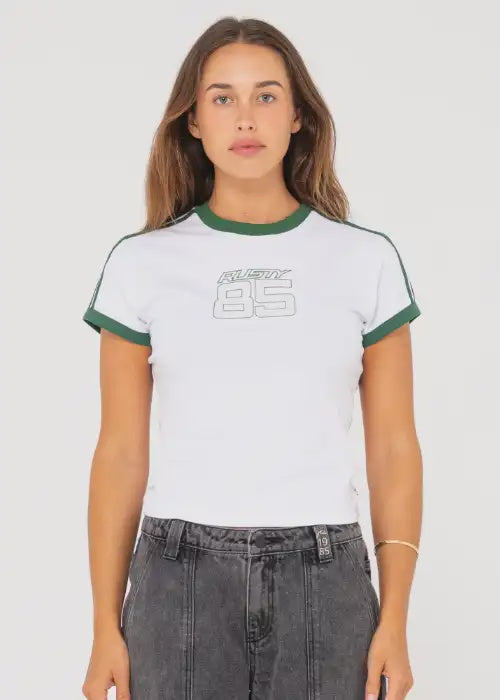 Rusty - 85 Grad Short Sleeve Skimmer Ringer Tee