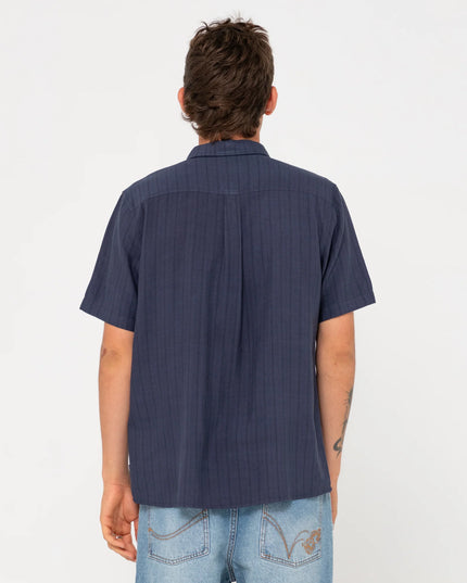Rusty - Pinstripe Short Sleeve Shirt (Navy Blue)