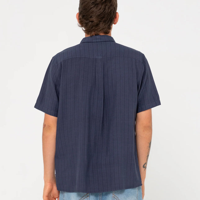 Rusty - Pinstripe Short Sleeve Shirt (Navy Blue)