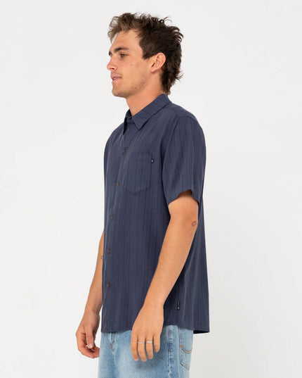 Rusty - Pinstripe Short Sleeve Shirt (Navy Blue)