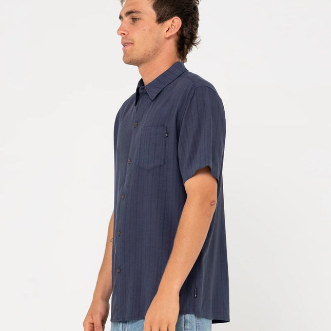 Rusty - Pinstripe Short Sleeve Shirt (Navy Blue)